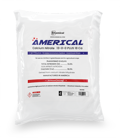 Americal Calcium Nitrate Trihydrate 13-0-0 + 18 Ca Greenhouse Grade Water Soluble Fertilizer